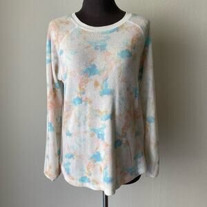 PJ Salvage sz S tye die water color waffle knit sweater